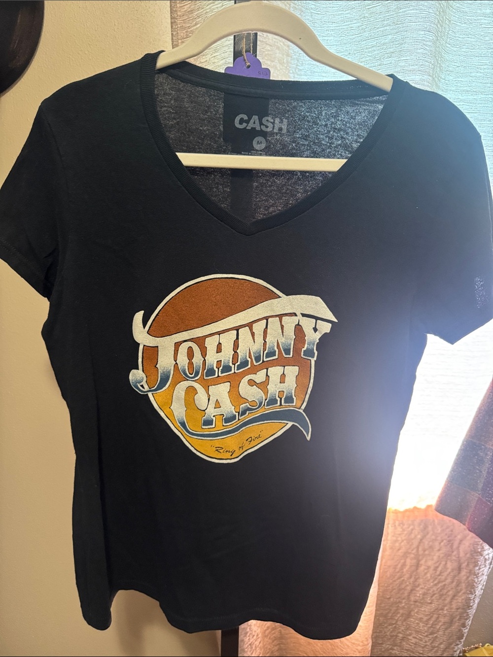 Ash Johnny Cash Black V-Neck Graphic Tee